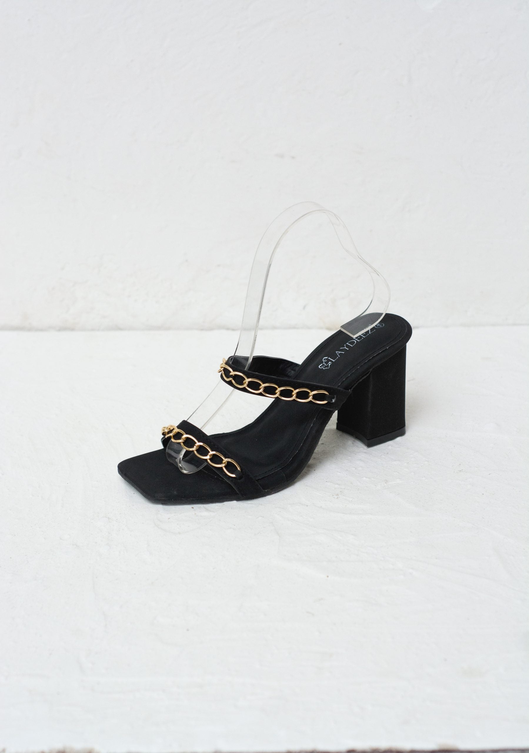 Chained Dual Strap Block Heels