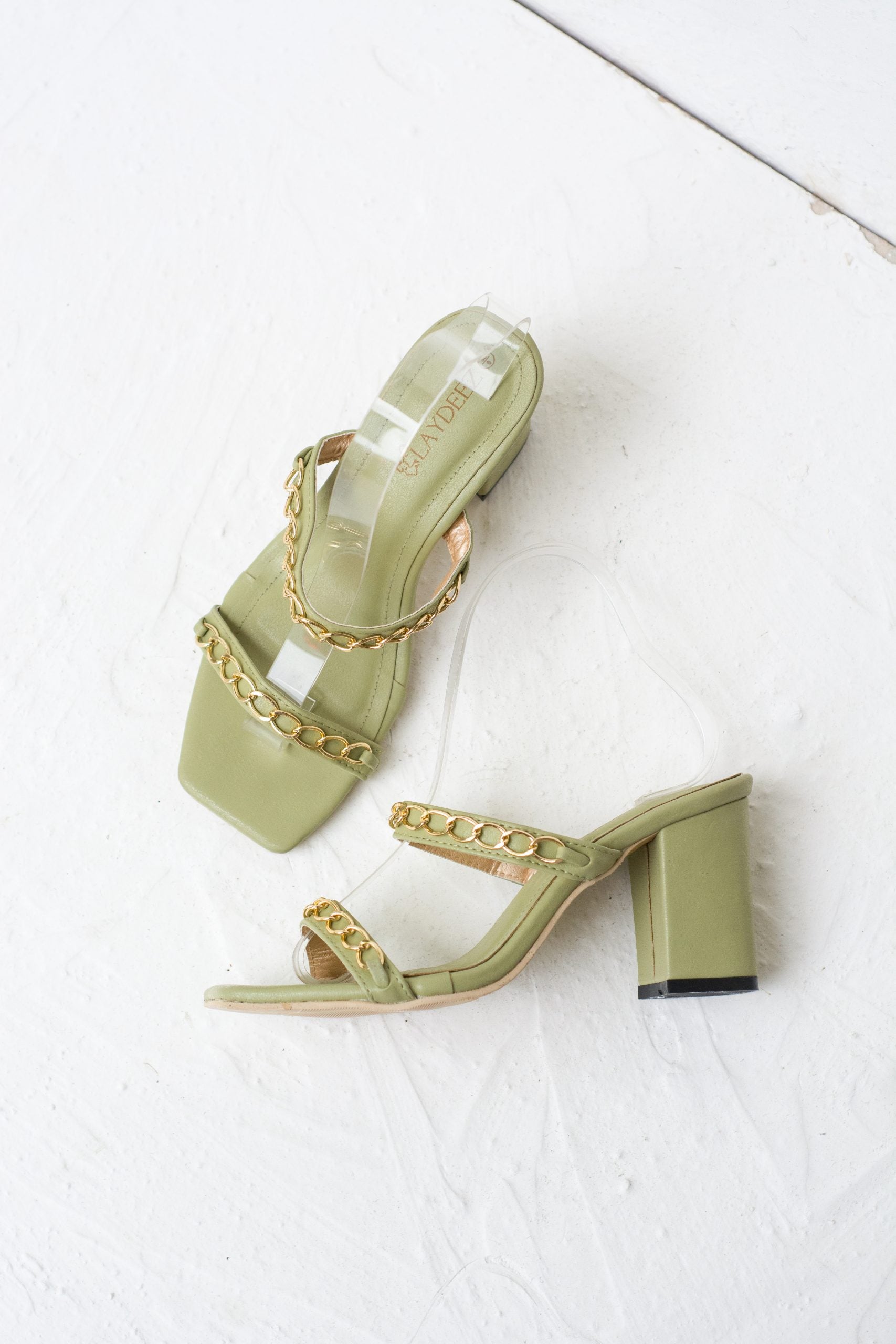Chained Dual Strap Block Heels