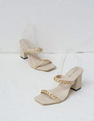 Chained Dual Strap Block Heels