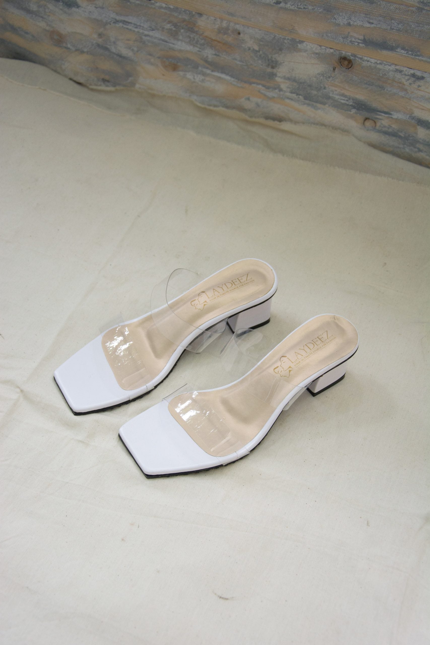 Laydeez Transparent Two Strap Block Heels
