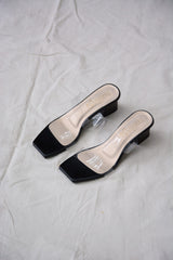 Laydeez Transparent Two Strap Block Heels