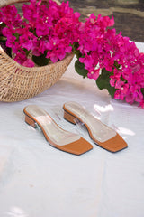 Laydeez Transparent Two Strap Block Heels