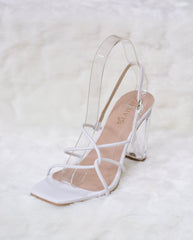 Fay Square Toe Glass Heels.