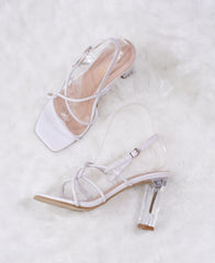 Fay Square Toe Glass Heels.