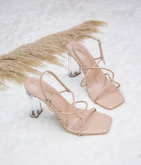 Fay Square Toe Glass Heels.