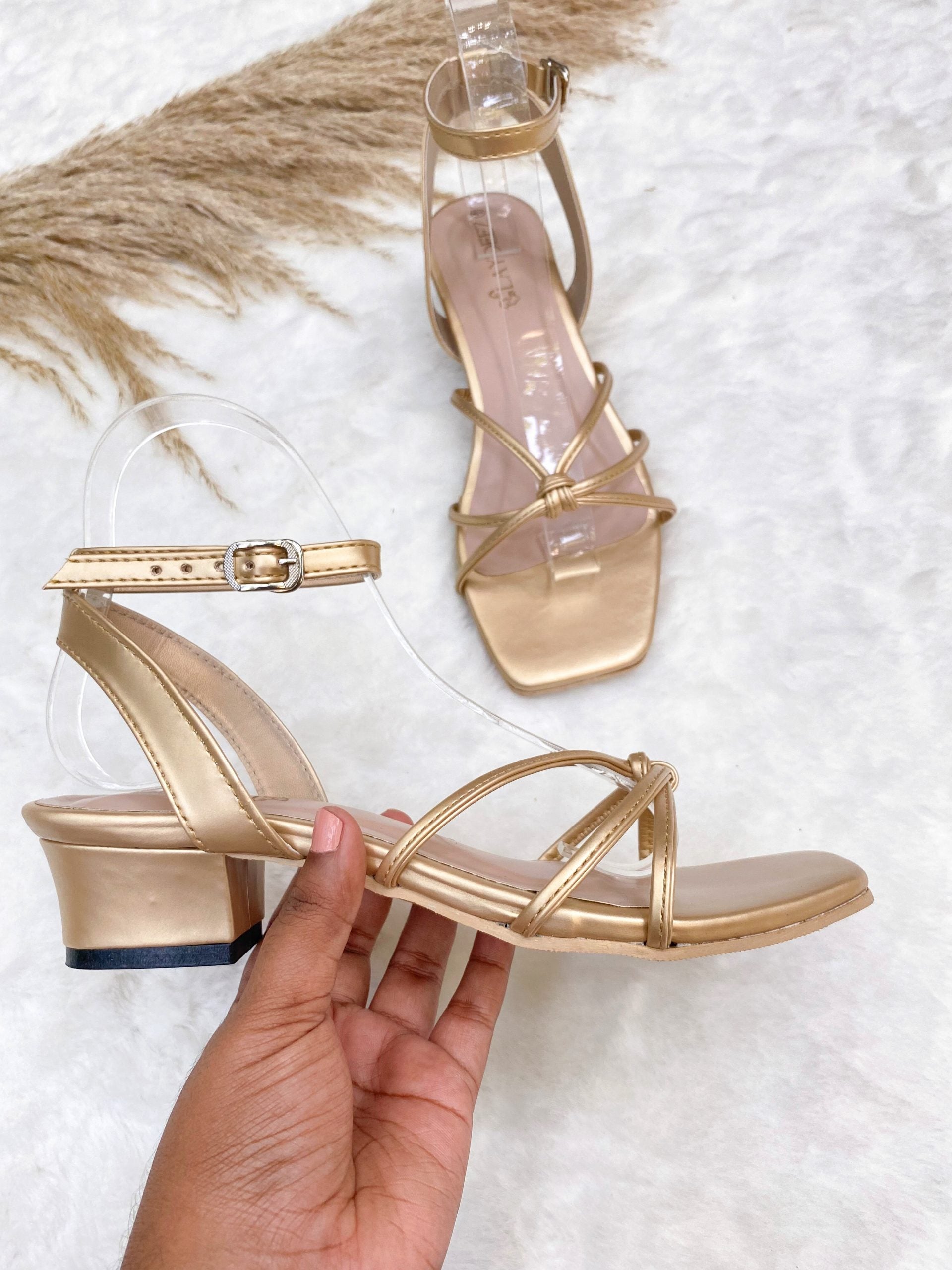 Laydeez Knotted Low Block Heels