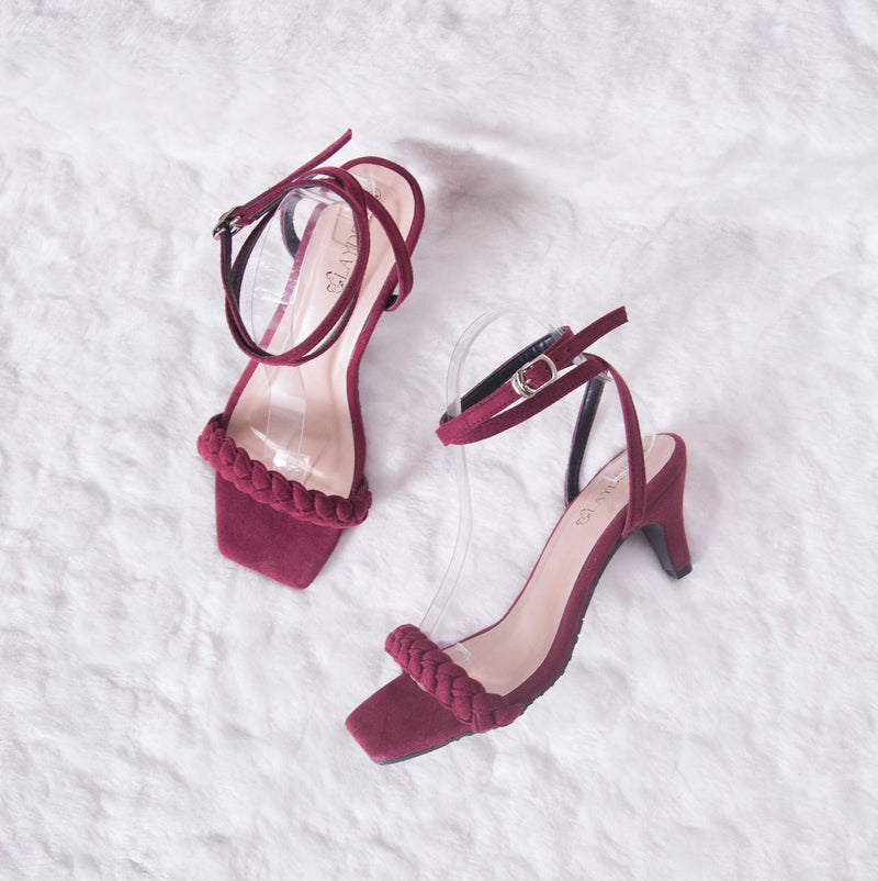 Emelie Front Braided Square Toe Pointed Heels