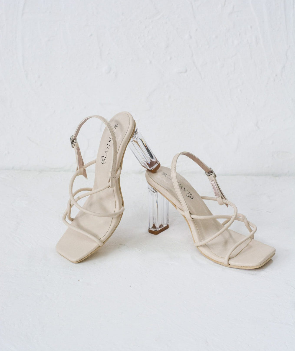 Fay Square Toe Glass Heels.