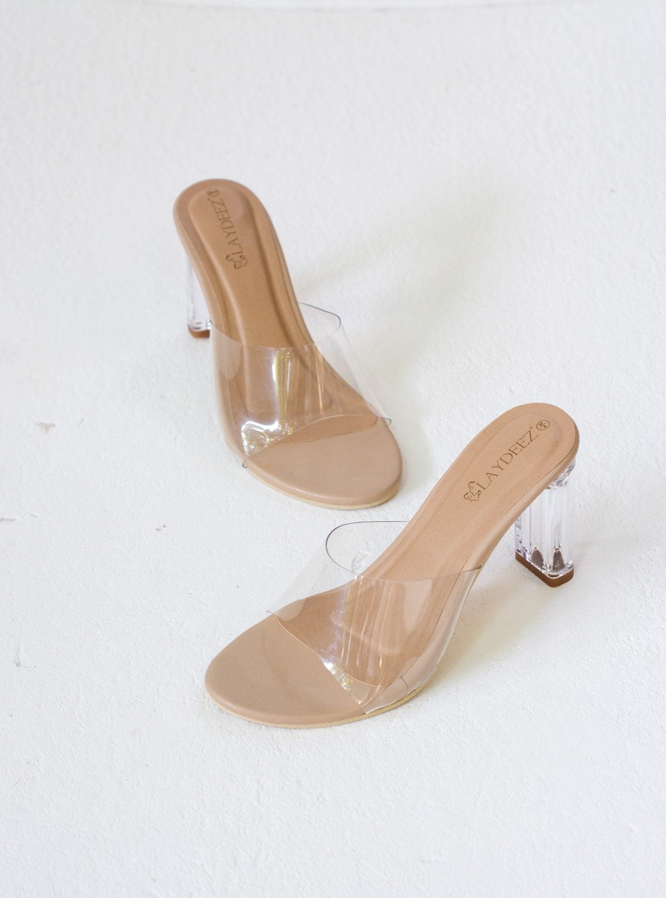 Laydeez Classic Transparent Mule Heels