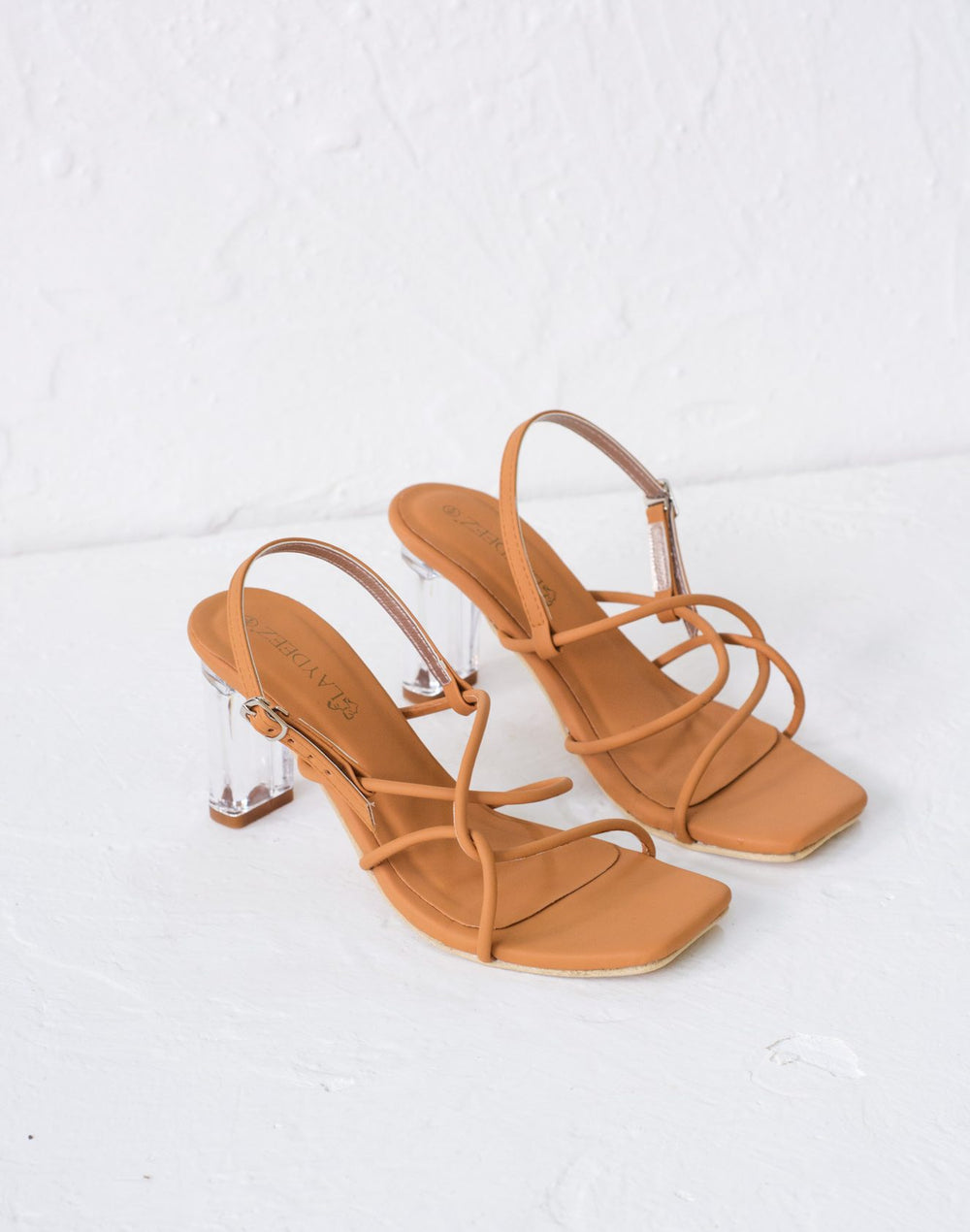 Fay Square Toe Glass Heels.