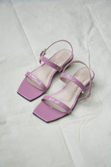 Laydeez - Square Toe Two Strap Low Blocks - Pink Color