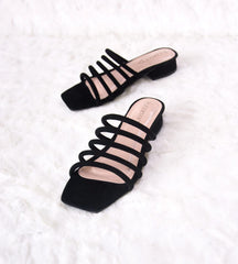 Laydeez Multi Rope Square Toe Block Heels