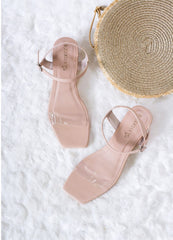 Laydeez Transparent Open Toe Low Block Heels