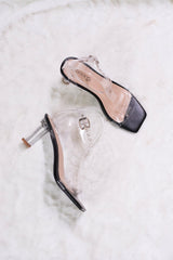 Laydeez Open Toe Glass Heels