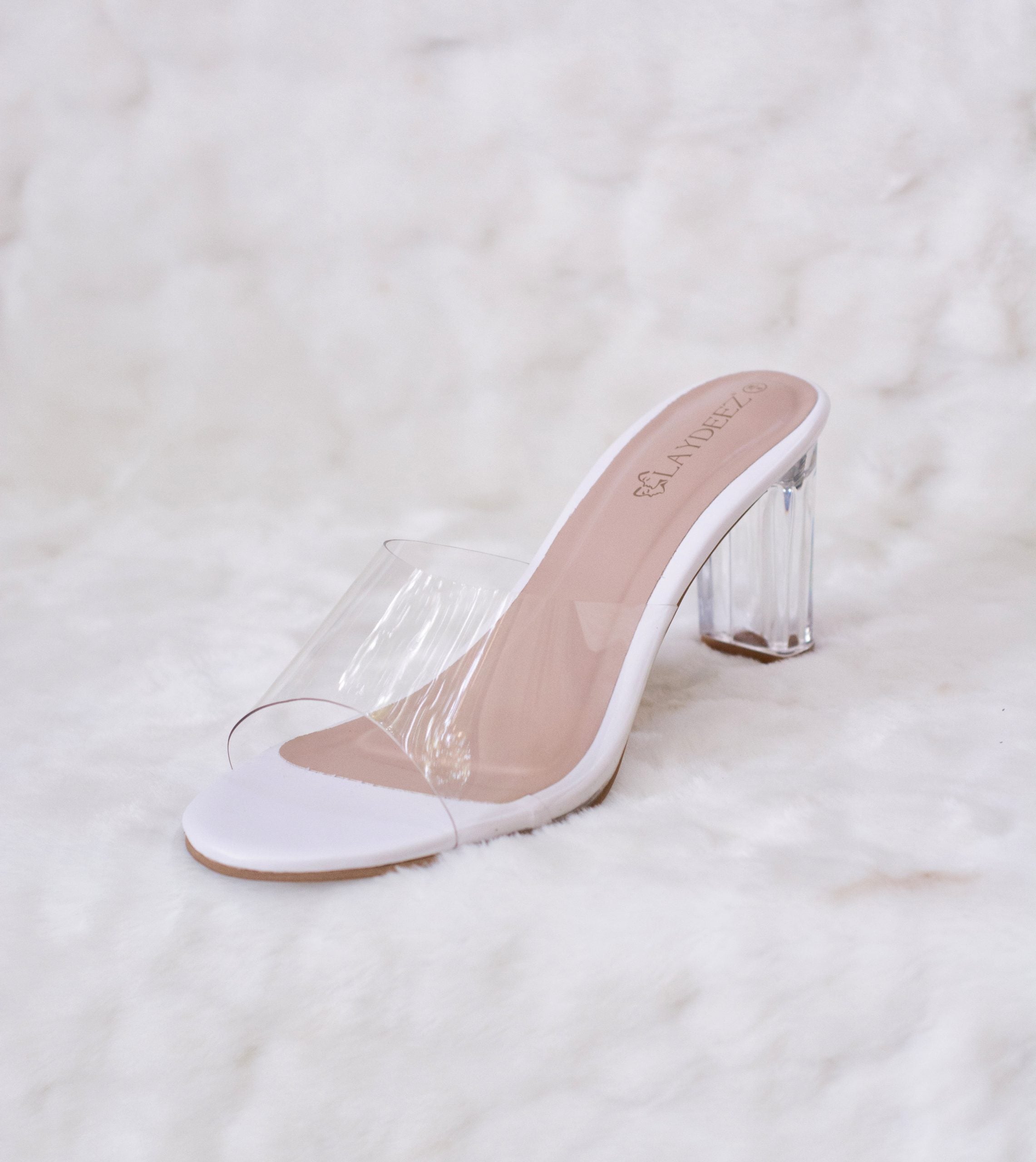 Laydeez Classic Transparent Mule Heels