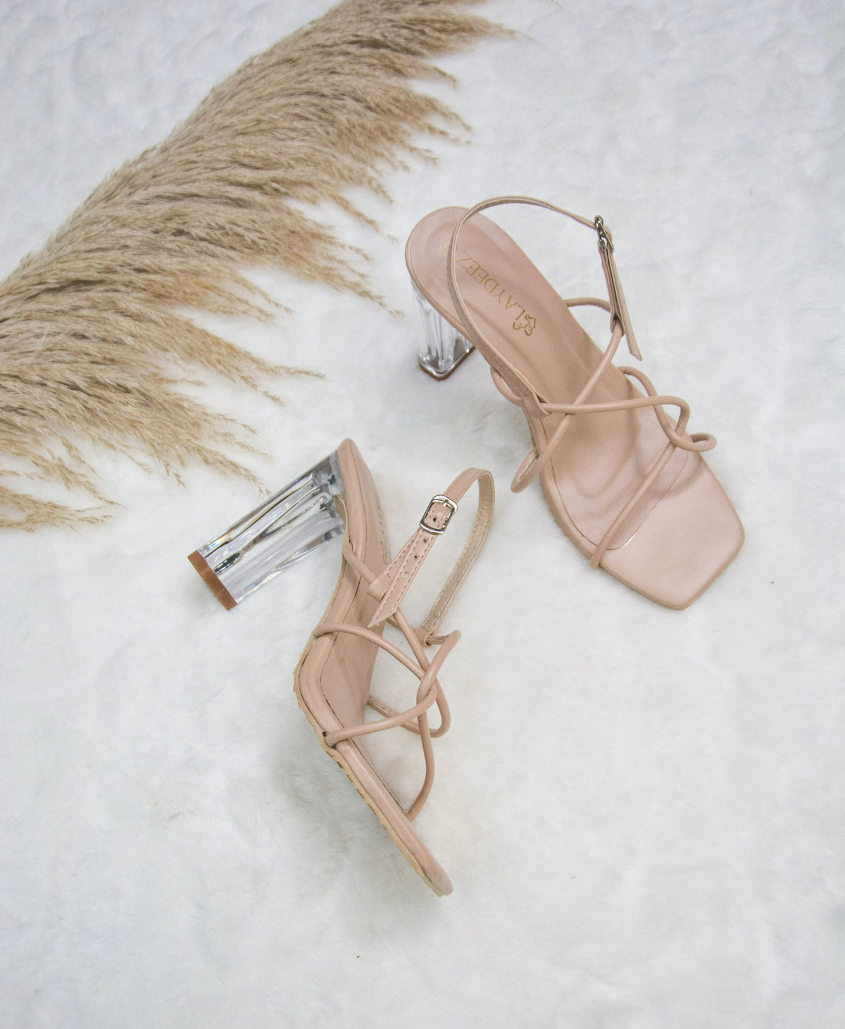 Fay Square Toe Glass Heels.